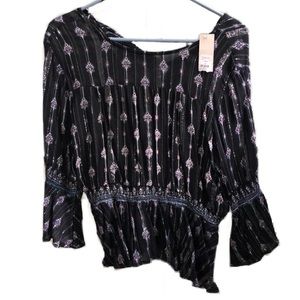 Boho, cinched waist blouse